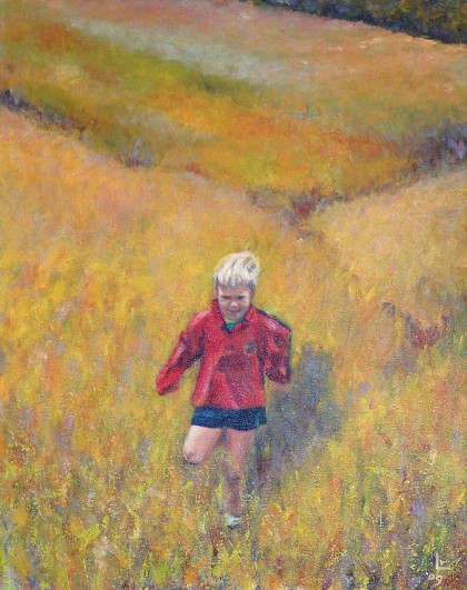 sprinkhaan, olieverf 40 x 50 cm