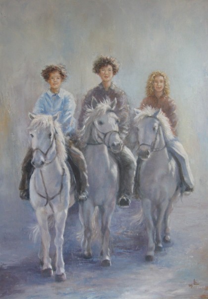 wit trio, olieverf 60 x 80 cm