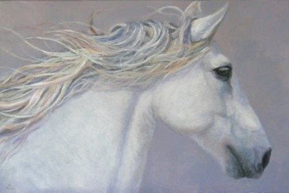in galop, olieverf 40 x 50 cm