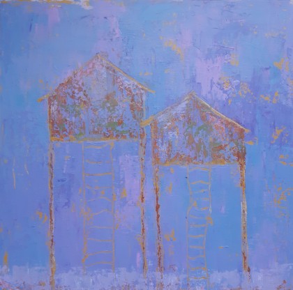 op palen 1, acrylverf 40 x 40 cm