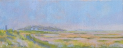 zonsopgang in de polder, acrylverf 20 x 50 cm