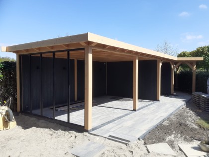 Douglas maatwerk overkapping met plat dak. Almere Buitenleven (7)