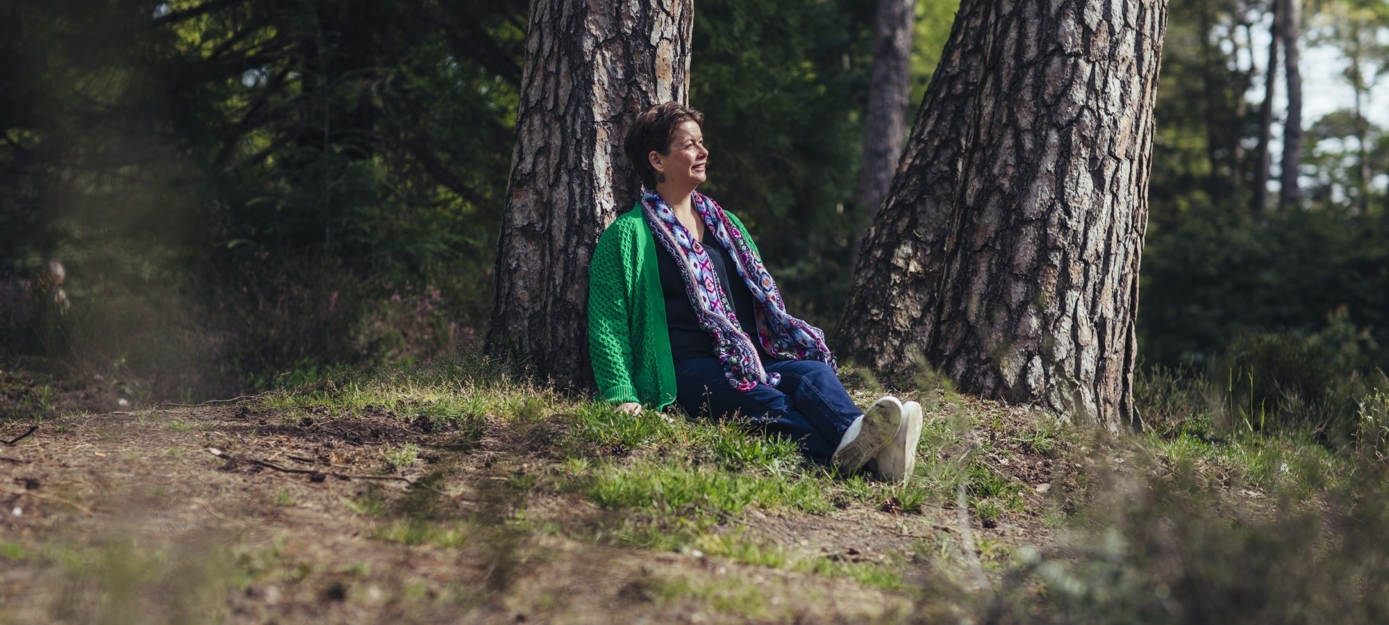 Miriam, van Veerkracht bij kanker, in het bos