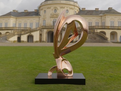 Monumental polished bronze sculpture The Guardian