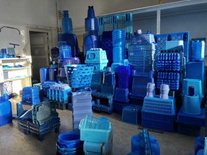 Opbouw van De Blauwe Stad in atelier op de Prinsegracht