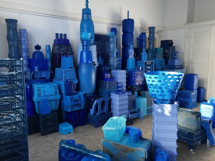 Opbouw van De Blauwe Stad in atelier op de Prinsegracht