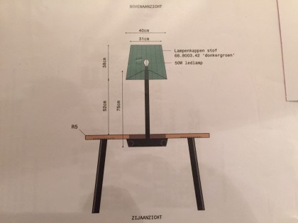 Ontwerp verlichting leestafels Volkshotel Amsterdam