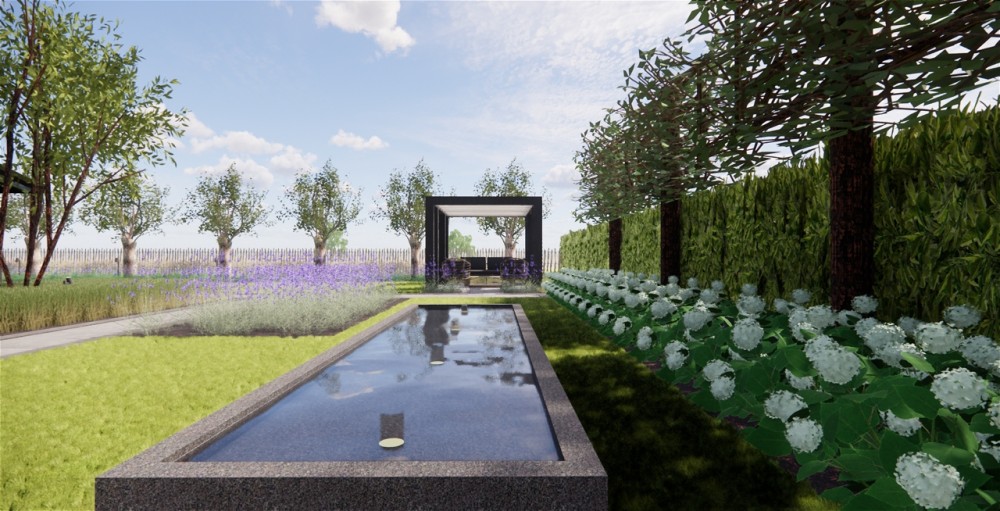 3D Tuinontwerp - Strakke & moderne tuin Zeewolde