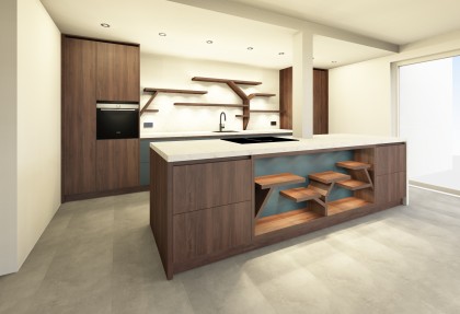 Luxe notenfineer keuken design 1
