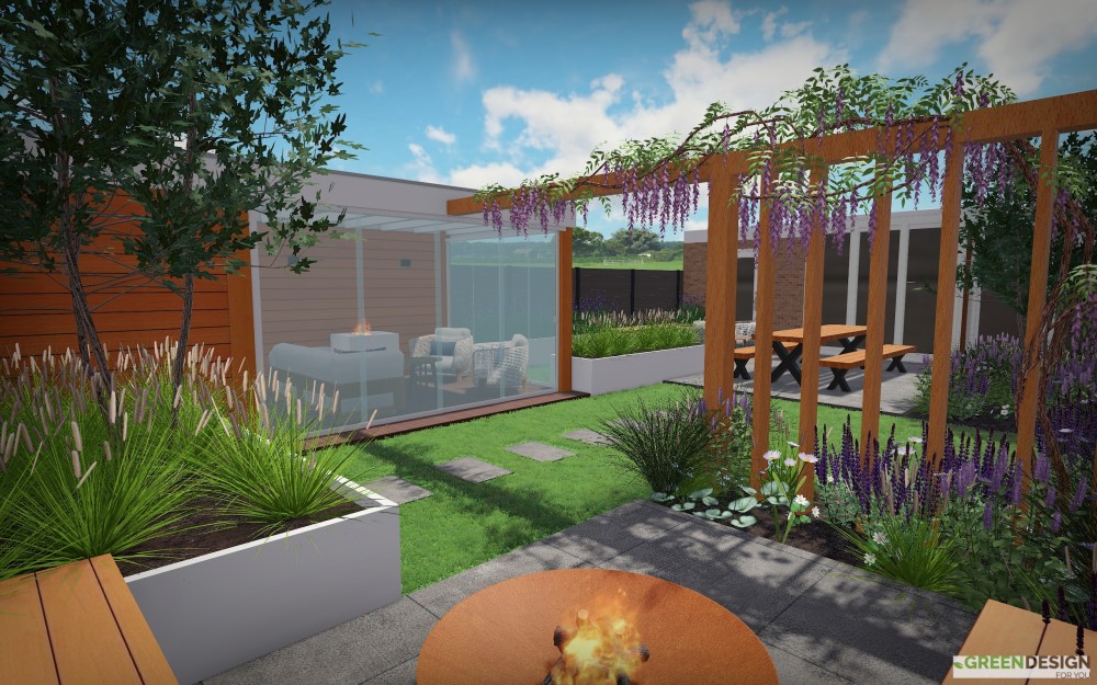 3D tuinontwerp - Strakke tuin Zeewolde