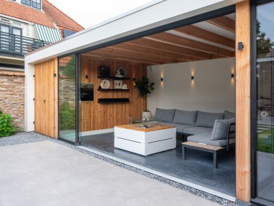 trendhout strak model tuinkamer