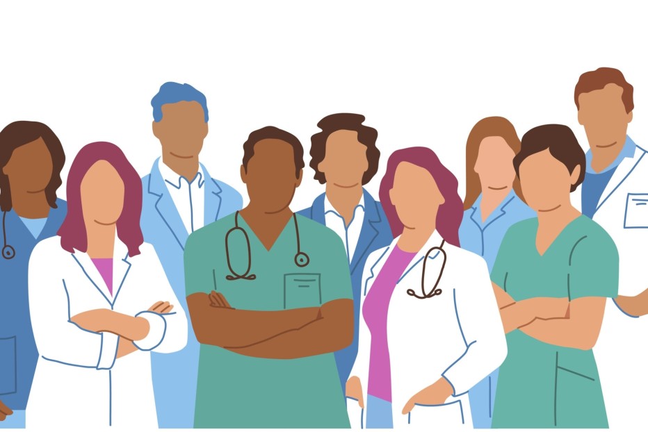 Illustratie van een medisch team van een zorginstelling