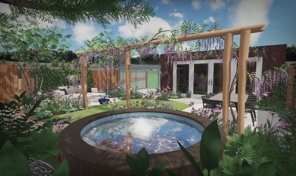 3D tuinontwerp Baarn - Weelderige tuin